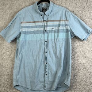 Hurley Shirt Mens XXL Button Up Blue Stripe  Pocket Cotton Surfer Skater